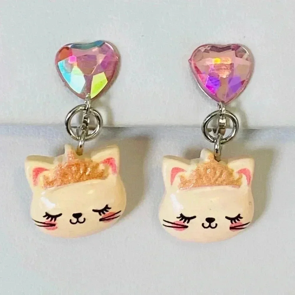 5 Pairs Kids Clip On Earrings Rainbow Unicorn Cat Crown Mermaid